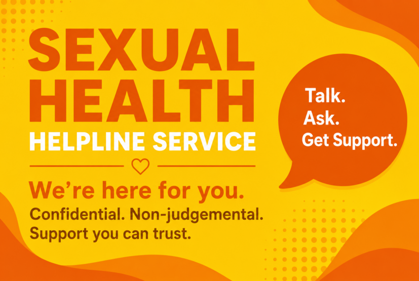 Image advertising the sexual health helpline service